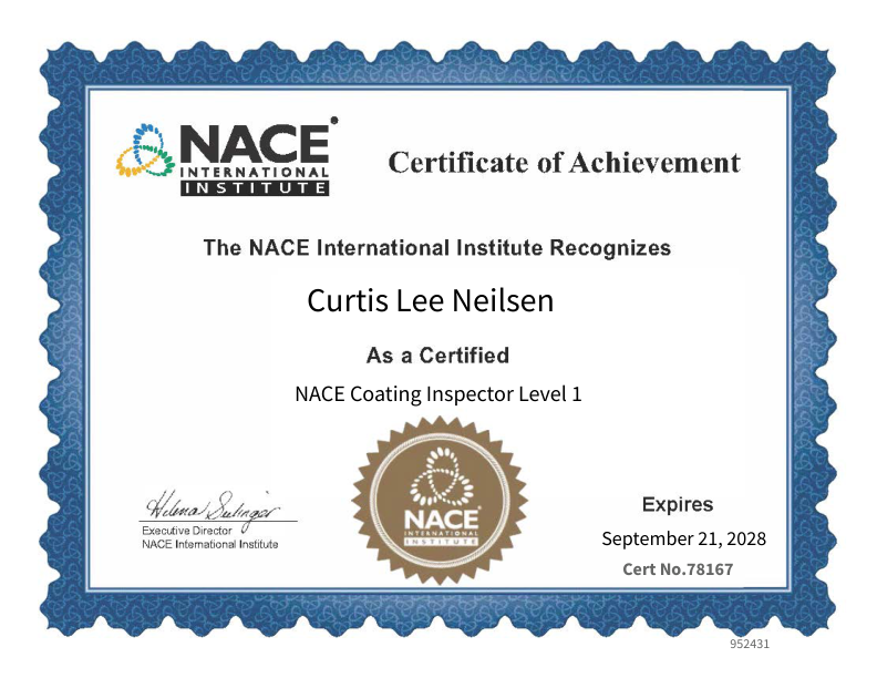 Actual NACE Level 1 document for Curtis Neilsen